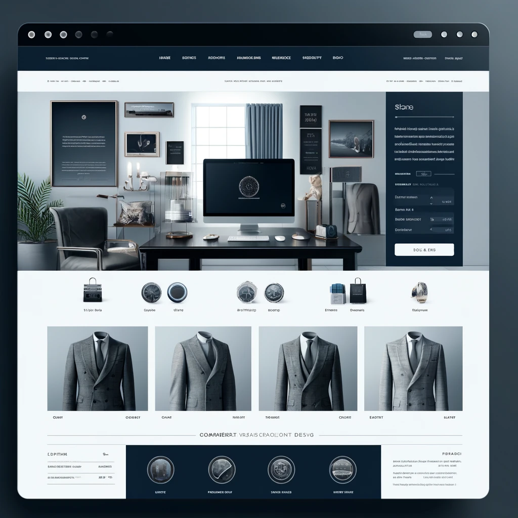 DALL·E 2024-04-18 16.26.12 - A detailed image of a sophisticated e-commerce website design intended for a web agency's portfolio. The design features a modern, elegant layout with